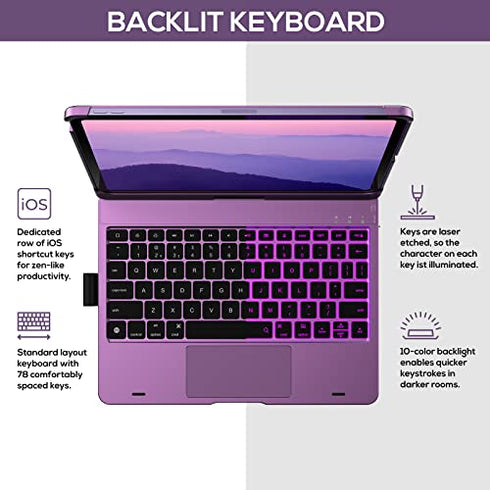 Typecase Touch Keyboard Case with Trackpad for iPad Air 5th Gen (10.9-inch, 2022): 360° Rotatable - 11 Colors Backlight - Wireless Keyboard with Pencil Holder for iPad Air 5th & 4th Gen